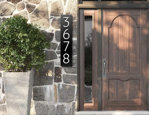 Vista 3 de Números de casa para exteriores Placa de números de casa disponible en VERTICAL y HORIZONTAL Señal de placa de dirección Números de dirección