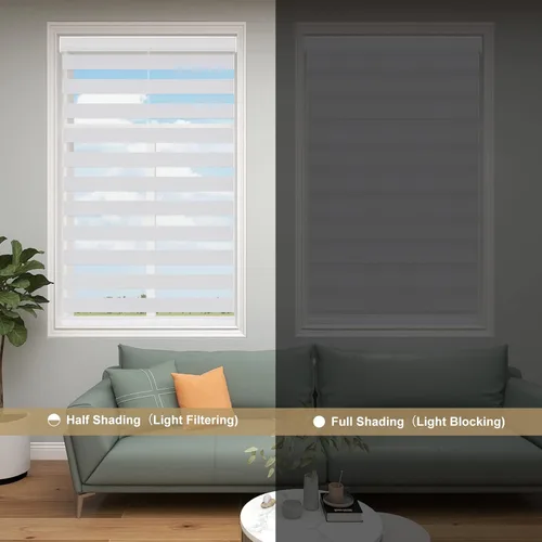 Vista 3 de Persianas Zebra de tamaño personalizado para ventanas, puertas corredizas de cristal, sin cables, persianas enrollables de cebra con cenefa filtrado
