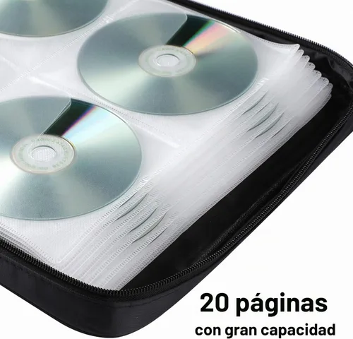 Vista 3 de Organizador de caja de plástico negro para CD y DVD con panel de PVC para almacenamiento portátil y viajes Capacidad 160 Negro