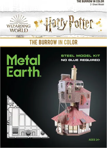 Vista 6 de Metal Earth Fascinations Harry Potter Burrow en color 3D Kit de modelo de metal