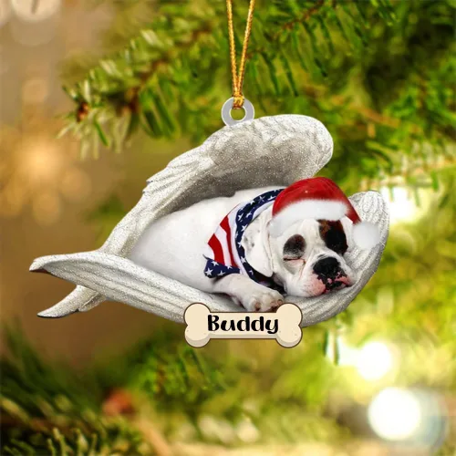Vista 81 de Afghan Hounds - Adorno de Navidad con alas de ángel durmiente, recuerdo personalizado para perros 2024, adorno de forma acrílica, regalos
