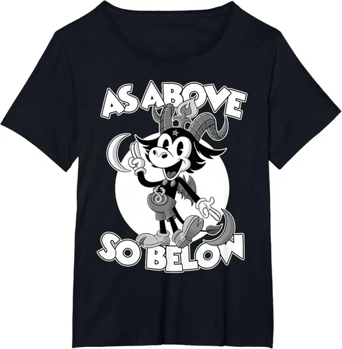 Vista 30 de Camiseta de dibujos animados retro de Baphomet Pagan As Above So Below, Negro, S
