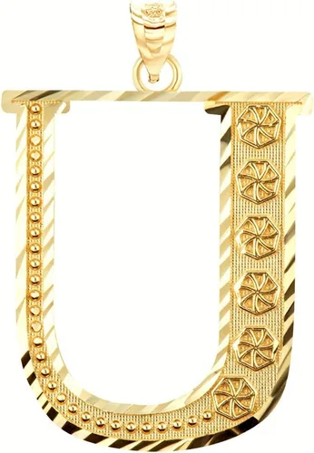 Vista 3 de Colgante personalizado de oro amarillo de 10 quilates con letras iniciales A-Z