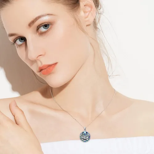 Vista 6 de PROESS Lotus Evil Eye Necklace Sterling Silver Lotus Necklace Evil Eye Pendant Necklace Spiritual Protection Jewelry Gifts for Women Men for