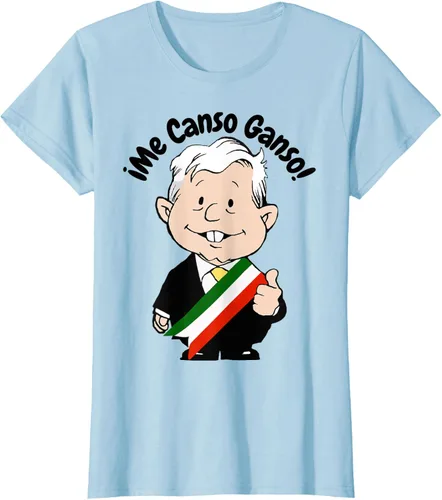 Vista 26 de AMLO Amlito Me Canso Ganso - Camiseta con diseño de dibujos animados mexicanos Gris Oscuro