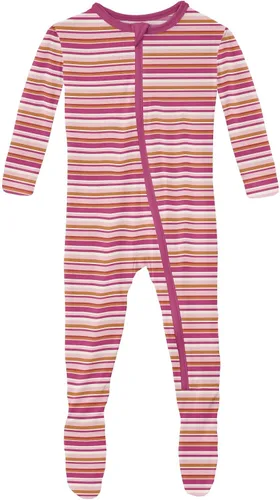 Vista 16 de KicKee Print Footies with Zipper, Super Soft One-Piece Jammies, Sleepwear for Babies and Kids Resumen Prismático Primavera