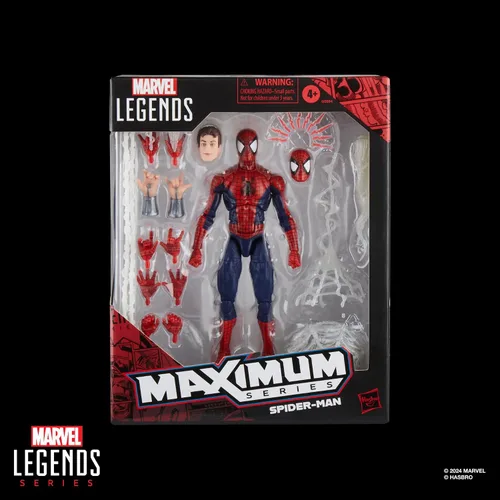 Vista 2 de Marvel Legends Serie Máxima Spider-Man, Figura de acción coleccionable Deluxe de 6 pulgadas de Spider-Man de cómics; articulación asombrosa