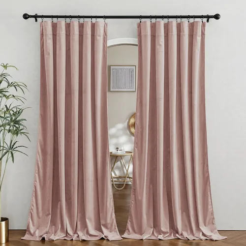 Vista 112 de RYB HOME Cortinas opacas de terciopelo para dormitorio, aislamiento térmico, privacidad, luz solar, bloqueo de calor, cortinas lujosas con bolsillo