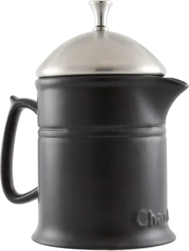 Vista 8 de Chantal Prensa francesa de gres con émbolo y tapa de acero inoxidable, capacidad de 16 onzas, negro mate Mate negro