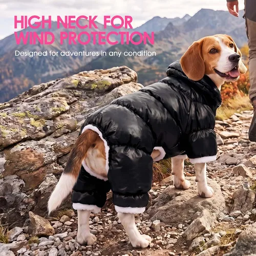 Vista 6 de AOFITEE Abrigo para perro, chaqueta impermeable para perro, abrigo de invierno para perros de cuerpo completo, traje de nieve, chaqueta acolchada a