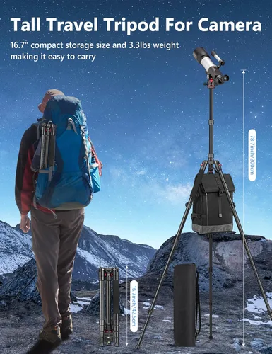 Vista 4 de Trípode profesional de 78 pulgadas para cámara Victiv, trípode monópode de aluminio para cámara DSLR, telescopio terrestre, telescopio, binoculares