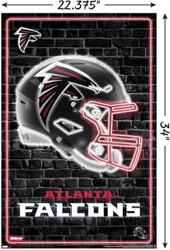 Vista 3 de NFL Atlanta Falcons - Póster de pared con casco neón 23, 34 pulgadas de largo x 22.4 pulgadas de ancho, versión sin marco