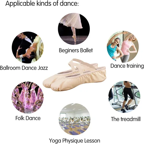 Vista 6 de Zapatos de ballet para mujeres y niñas, zapatos de ballet para mujer, zapatos de baile de lona, zapatos tipo ballet zapatos de yoga.