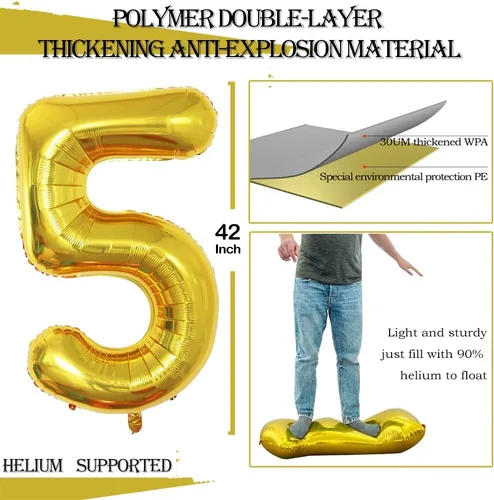 Vista 382 de GOER Globos Número 10 para Decoraciones de Fiesta de 10º Cumpleaños, Globos de Helio de Papel de Aluminio Jumbo de 42 Pulgadas para 10º Aniversario