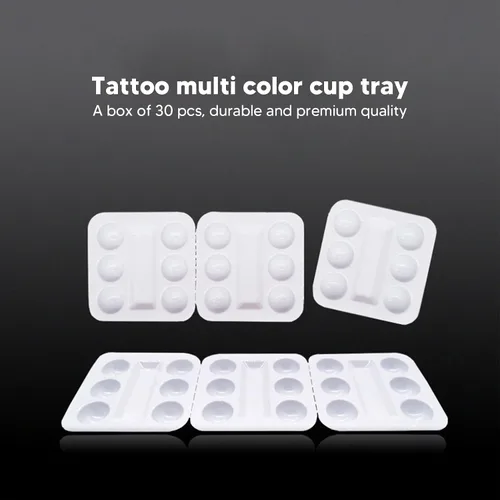 Vista 2 de Soporte de tinta, 30 unidades, bandeja de vaso de tinta desechable, bandejas de pigmento de tinta de plástico, soporte para tinta de cejas, vasos