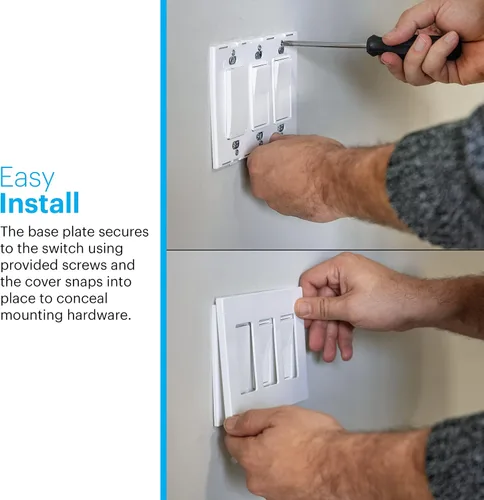 Vista 3 de Power Gear Triple Rocker - Placa de pared sin tornillos, 6.6 x 0.3 pulgadas, cubiertas de tomacorrientes, placa de pared para interruptor de luz