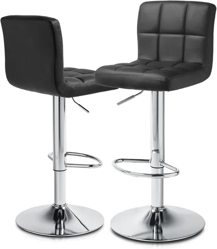 Vista 19 de MoNiBloom Taburetes de Bar Modernos de Cuero PU Ajustables Giratorios con Reposapiés y Respaldo, Taburetes de Bar de Mostrador de Cocina sin Brazos