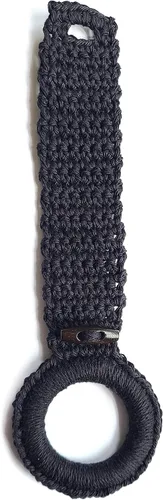 Vista 5 de Anillo de toallas de cocina colgante - Toallero para toallas de cocina con lazo para colgar - Percha de toalla de cocina regalo único de Negro