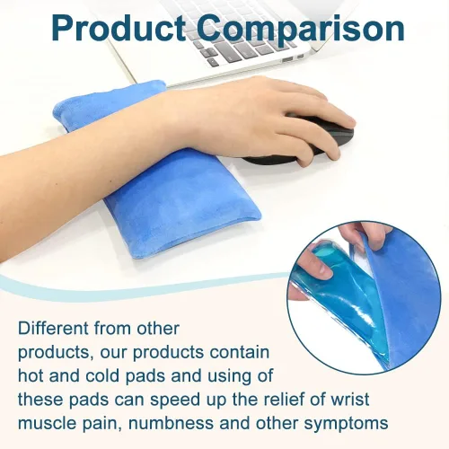 Vista 4 de Reposamuñecas para mouse y mouse con reposamuñecas ergonómico, reposamuñecas con gel calentado, protector de muñeca para computadora portátil, cojín