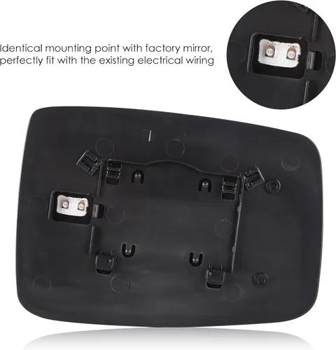 Vista 4 de Espejo Lateral Calentado para Conductor Izquierdo y Pasajero Derecho con Placa de Soporte Compatible con Dodge Ram 1500 2009-2017, Ram 2500