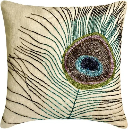 Vista 64 de The HomeCentric Funda de almohada con cremallera, funda de cojín azul de 12 x 12 pulgadas, funda de cojín de algodón bordado para sofá, diseño