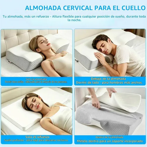 Vista 2 de Ergo - Almohada cervical cervical para el dolor de cuello, apnea del sueño y alivio de ronquidos, almohada para dormir de lado – Espuma