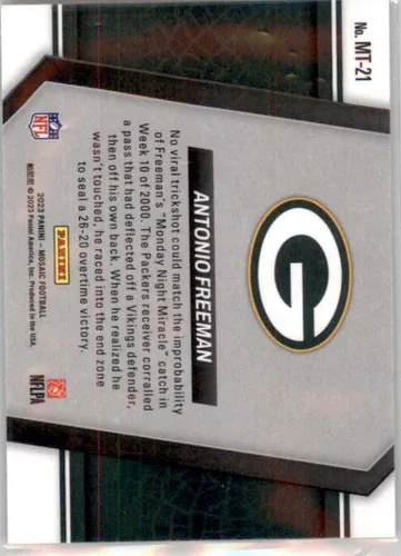 Vista 2 de Panini Mosaic Moments in Time 2023 - Tarjeta oficial de fútbol americano de la NFL de Antonio Freeman Green Bay Packers en estado crudo (NM o mejor)