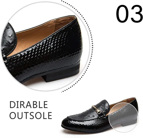 Vista 4 de JITAI Zapatos Penny de cuero con puntera de mocasín para hombre