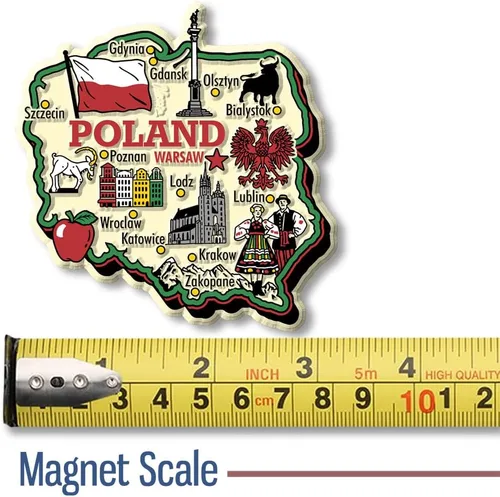 Vista 2 de Imán de mapa de país gigante de Polonia por Classic Magnets, recuerdos coleccionables de goma 3D estilo vintage y regalos fabricados en los Estados