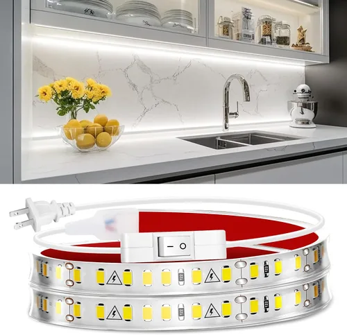 Vista 11 de maylit Tira de Iluminación LED para Debajo del Gabinete con Enchufe de 48 pulgadas, Barra de Luz LED Pequeña Ultra Brillante, 2700K Blanco Cálido