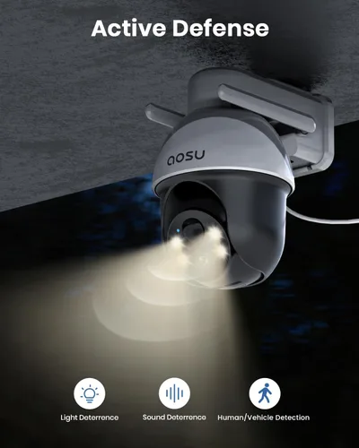 Vista 3 de aosu 3K/5MP cámaras de seguridad solar al aire libre inalámbrico 2.4/5 GHz WiFi timbre video con aosuBase Mini