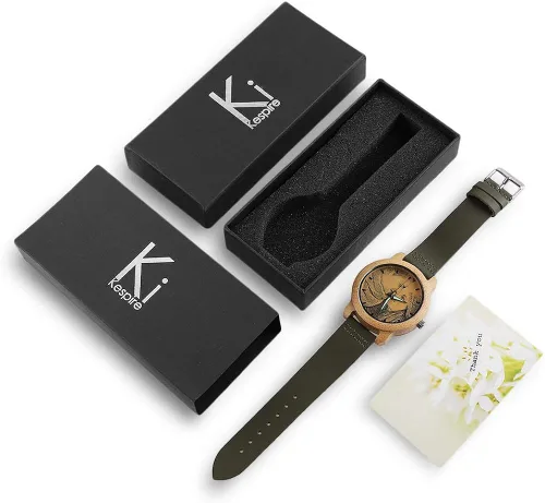 Vista 7 de Reloj de madera con foto o mensaje grabado de doble cara para regalo.