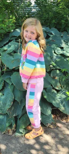 Vista 4 de Conjunto de 2 piezas de sudadera de manga con volantes y leggings para niñas de 2 a 10 años