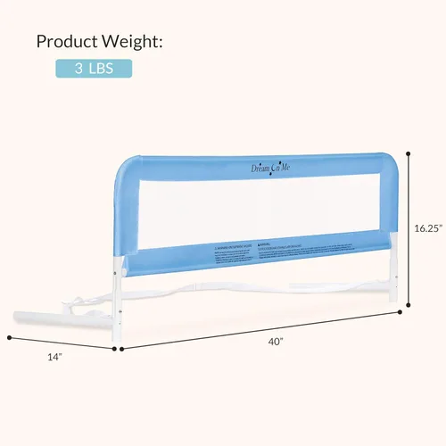 Vista 4 de Dream On Me Riel de cama de malla ajustable, dos niveles de altura, listo para usar, compatible con camas de tamaño individual para adultos Azul