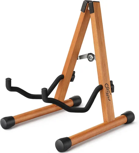 Vista 10 de SNIGJAT Soporte de madera acústico, mini eléctrico ajustable, soporte de guitarra para guitarra con acolchado de espuma, soporte de bajo plegable