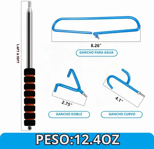Vista 3 de Disco de golf retriever poste con 3 ganchos telescópico disco Golf herramienta recuperador de discos de golf para disco de agua Accesorios de golf