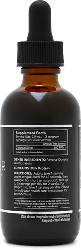 Vista 3 de Super Silver 500 PPM Plata coloidal - Botella de 2 onzas con cuentagotas