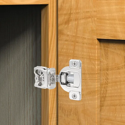 Vista 3 de Bisagras de gabinete de cierre suave superpuestas de 1 pulgada, bisagras ocultas de cocina para puerta de marco facial, bisagras europeas con níquel
