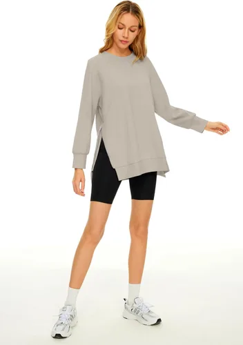 Vista 4 de EFAN Sudaderas de gran tamaño para mujer, manga larga, cuello redondo, sudaderas casuales con capucha 2024, ropa de moda de otoño
