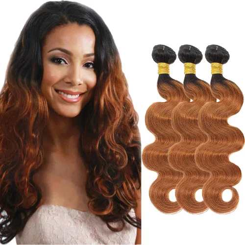 Vista 132 de 300g 1B27 Human Hair Bundles Honey Blonde Bundles Human Hair 10A Brazilian Virgin Remy Hair Extensions 8 10 12 Inch