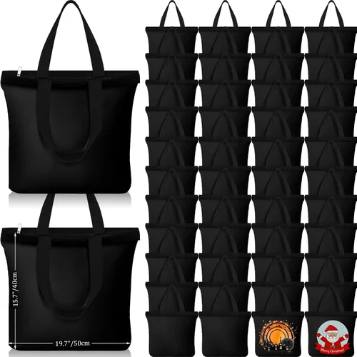 Vista 12 de Silkfly 20 Bolsas de Lona a Granel de 16.5x13.4'' Bolsas de Lona de Algodón en Blanco con Asas y Cremallera Reutilizables Lisas para Comestibles