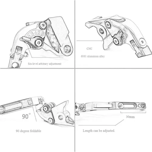Vista 3 de Motorcycle Clutch Levers for YA&MAHA FZ-8 2011-2020 Motorcycle Accessories Clutch Brake Lever Extendable Folding Adjustable Levers