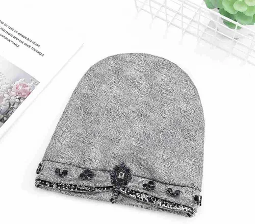 Vista 2 de Woeoe Turbante africano con diamantes de imitación, gorro de cabeza con cristales brillantes, turbantes preatados para mujeres y niñas, color negro