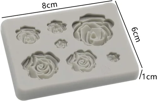 Vista 4 de Tvoip Molde de silicona de flor de rosa, 2 piezas, molde de fondant, herramientas de decoración de pasteles, molde de chocolate, para hornear