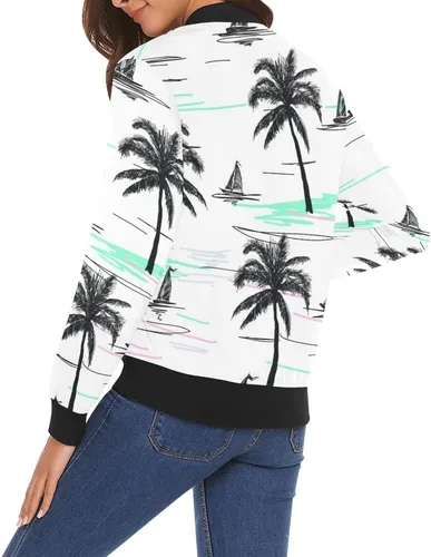 Vista 4 de Chaqueta bomber para mujer, chaqueta casual con cremallera, rompevientos, talla XS, Multi, XS