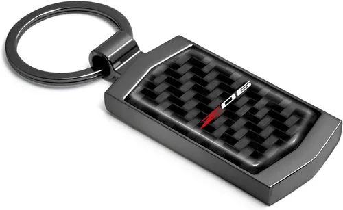 Vista 2 de iPick Image for Chevrolet Corvette C8 Z06 Real 3K Carbon Fiber Metal Case Key Chain