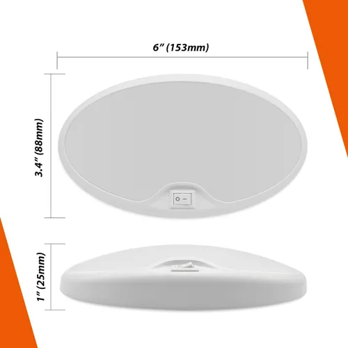 Vista 6 de Dream lighting Luces LED Interiores para RV de 12 Voltios, Luz de Techo con Interruptor para RV Camper Remolque, Luz Ovalada Tipo Panqueque de 6