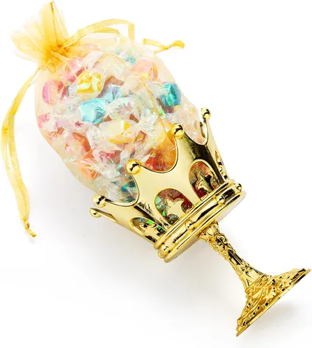Vista 9 de Noamus Paquete de 30 coronas rellenables con bolsa, copa de plástico dorada con bolsas con cordón, cajas de almacenamiento decorativas para dulces