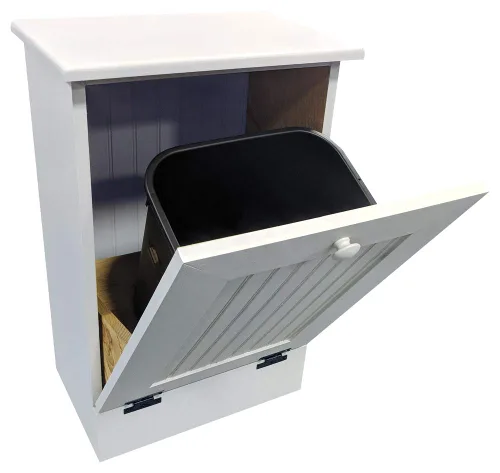 Vista 17 de Sawdust City Soporte de basura/reciclaje de madera inclinable (mancha de nuez)