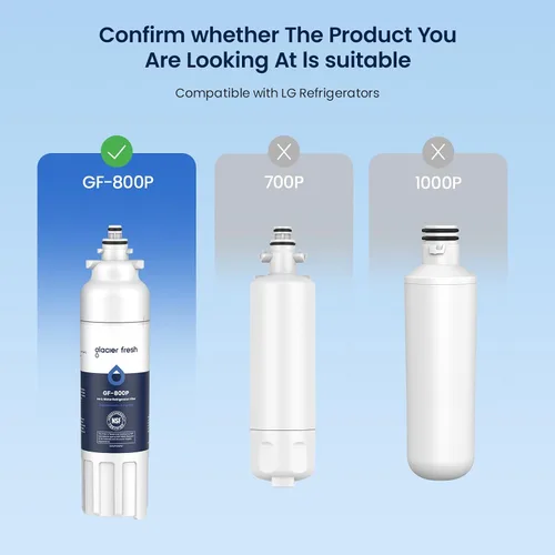 Vista 2 de GLACIER FRESH Repuesto para filtro de agua y filtro de aire para refrigerador LT800P, compatible con LG LT800P, LT800PC, LSXS26326S, Kenmore 46-9490